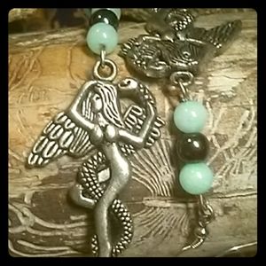 Caduceus Goddess Amazonite & Hemitite Earrings